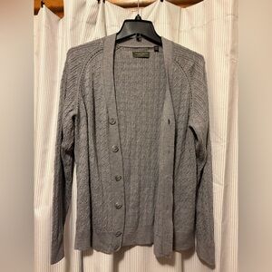 Gray Cable Knit Cardigan 100% merino wool